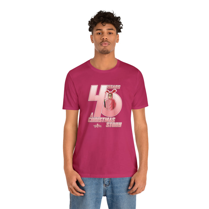 A Christmas Story "40th Anniversary Pink Nightmare" Dual Seamed, Ribbed Cotton t-shirt