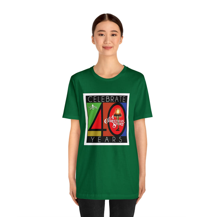 A Christmas Story "40th Anniversary Leg Lamp Stained Glass" Dual Seamed, Ribbed Cotton tee fits like a well-loved favorite