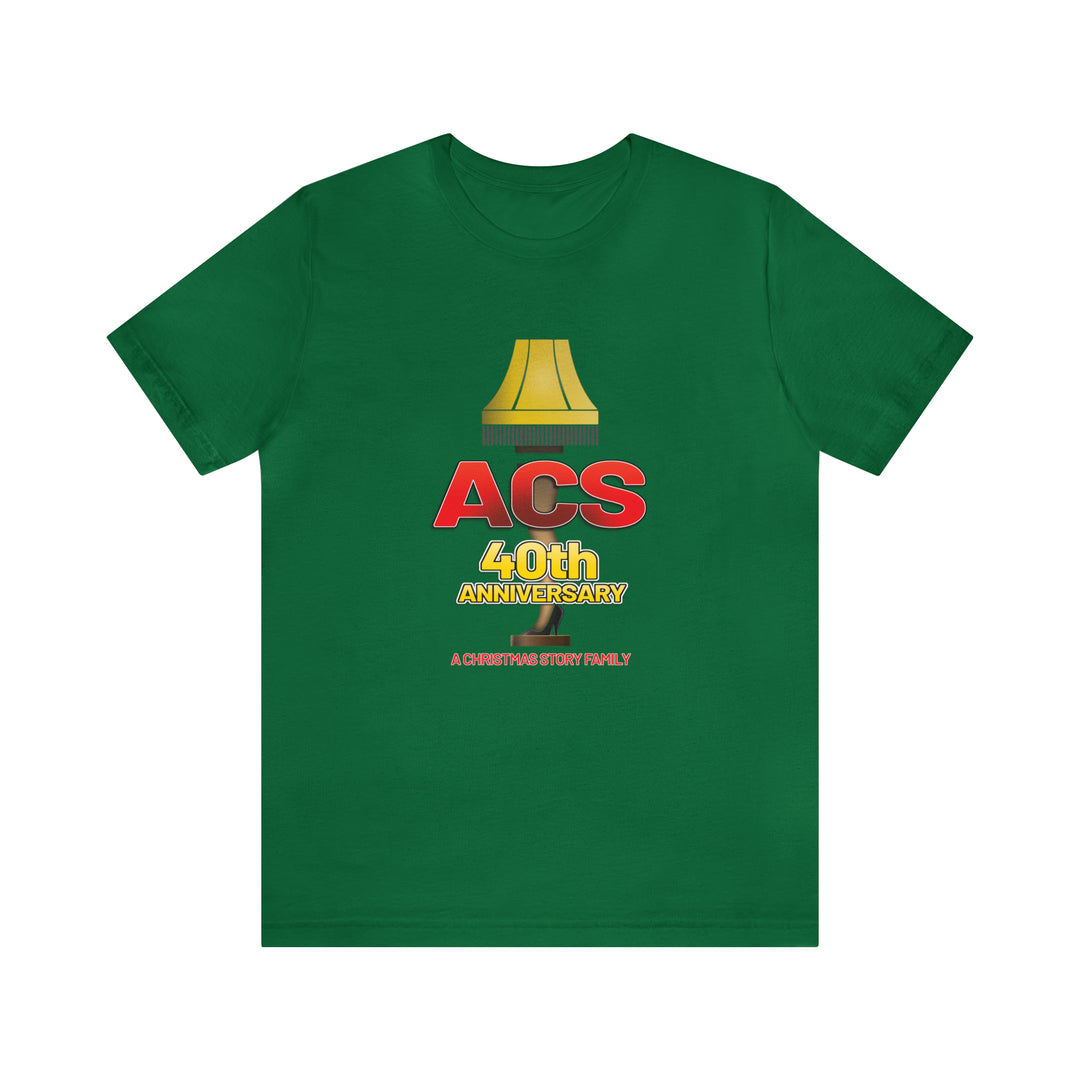 A Christmas Story "40th Anniversary Leg Lamp Logo" Dual Seamed, Ribbed Cotton t-shirt