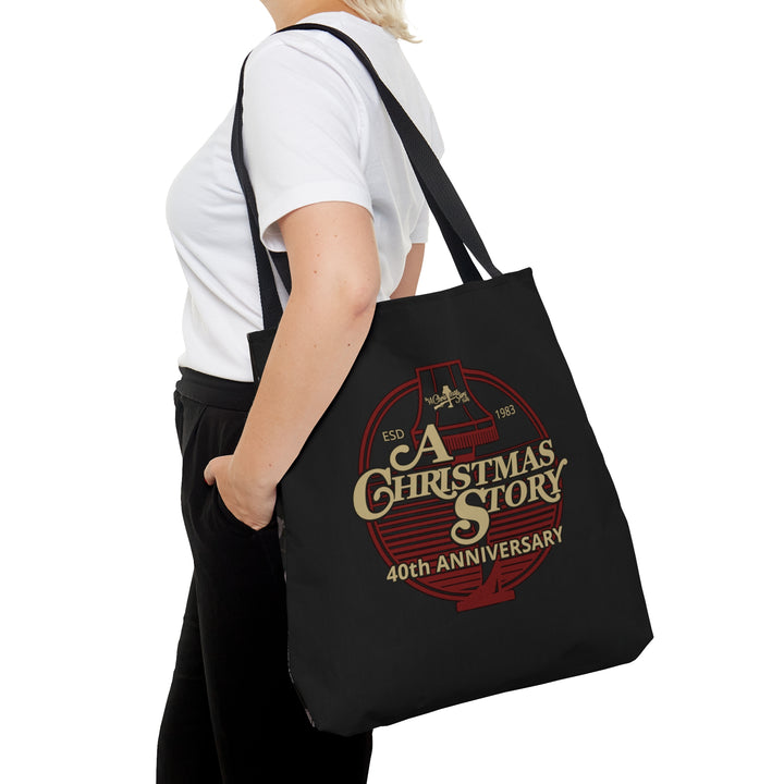 A Christmas Story "40th Anniversary Leg Lamp Background" AOP Tote Bag