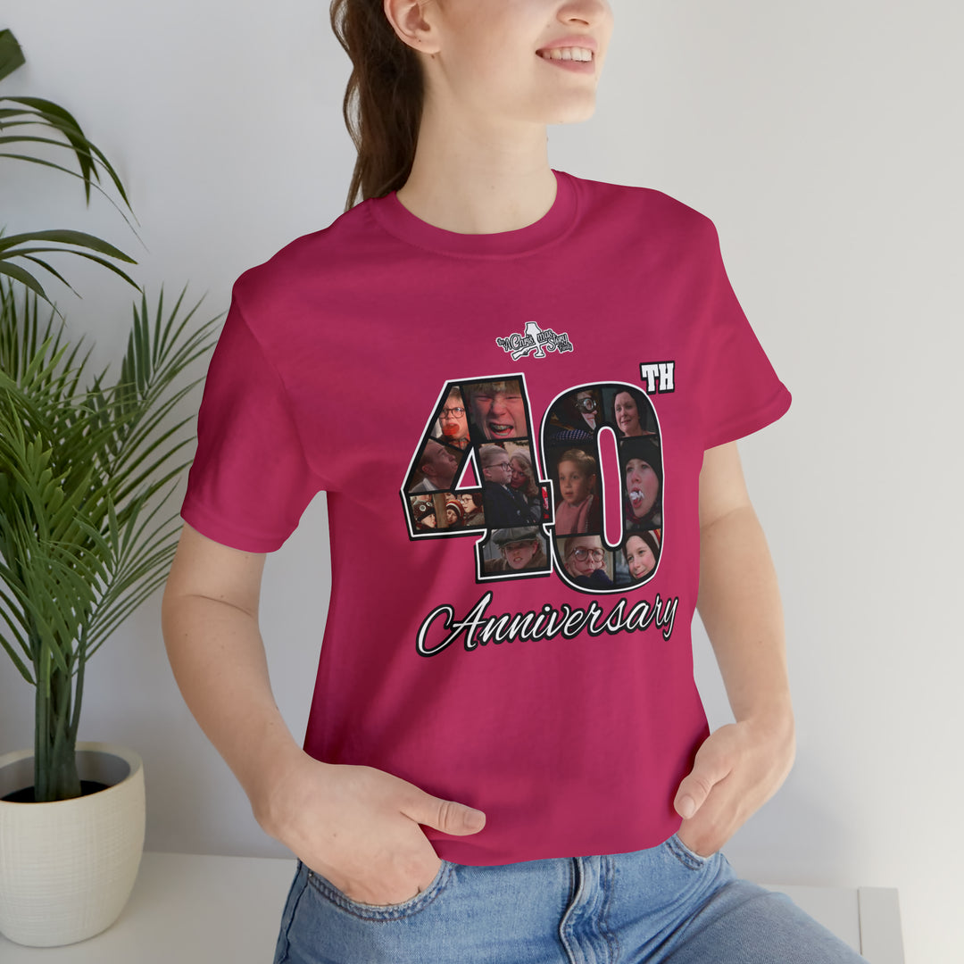 A Christmas Story "40th Anniversary Cast Collage" Dual Seamed, Ribbed Cotton t-shirt