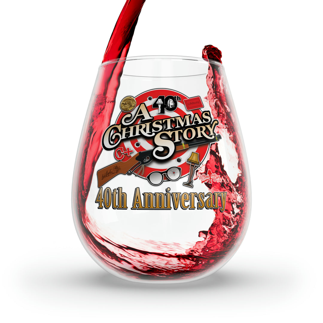 A Christmas Story "40th Anniversary Collage" Stemless Wine Glass, 11.75oz