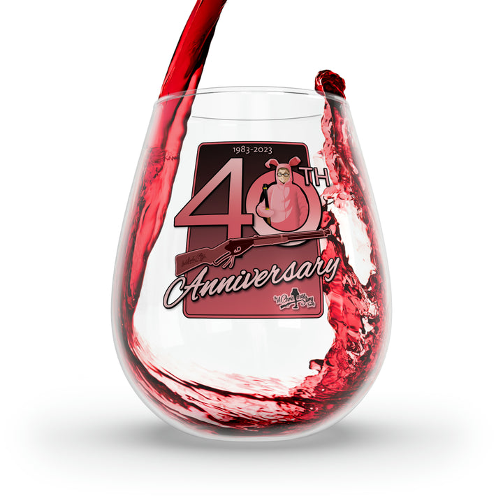 A Christmas Story "40th Anniversary Pink Nightmare and BB Gun" Stemless Wine Glass, 11.75oz