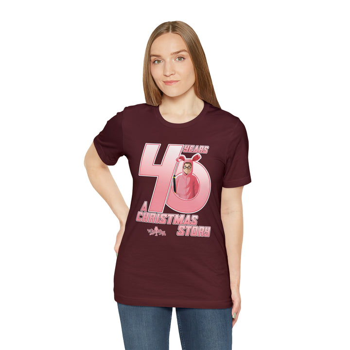 A Christmas Story "40th Anniversary Pink Nightmare" Dual Seamed, Ribbed Cotton t-shirt