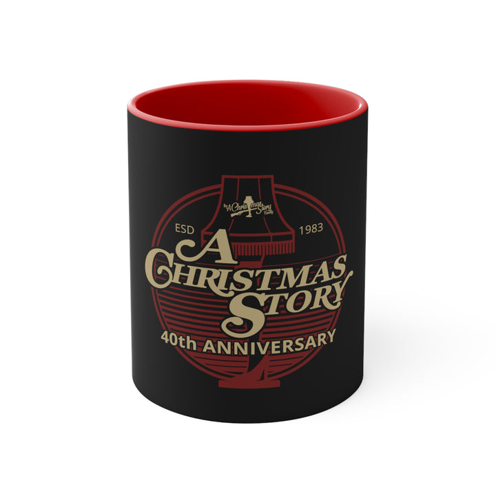 A Christmas Story "40th Anniversary Leg Lamp Background"  Two-Tone Mug Accent Mug
