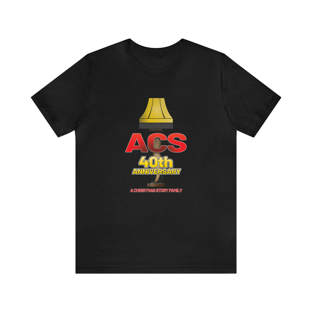 A Christmas Story "40th Anniversary Leg Lamp Logo" Dual Seamed, Ribbed Cotton t-shirt