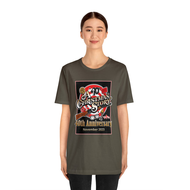 A Christmas Story "40th Anniversary Collage Cast Members" Dual Seamed, Ribbed Cotton t-shirt