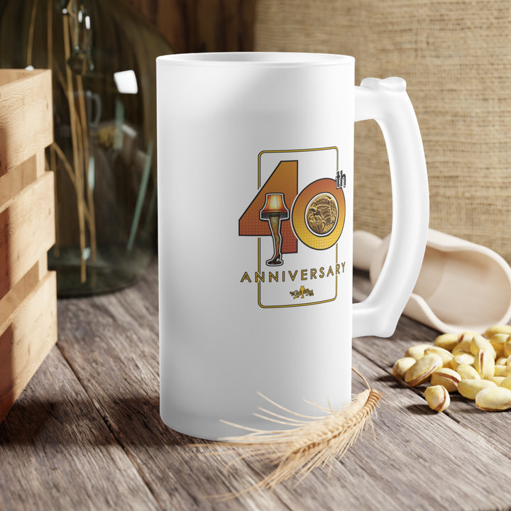 A Christmas Story "40th Anniversary Leg Lamp and Decoder" Frosted Glass Beer Mug