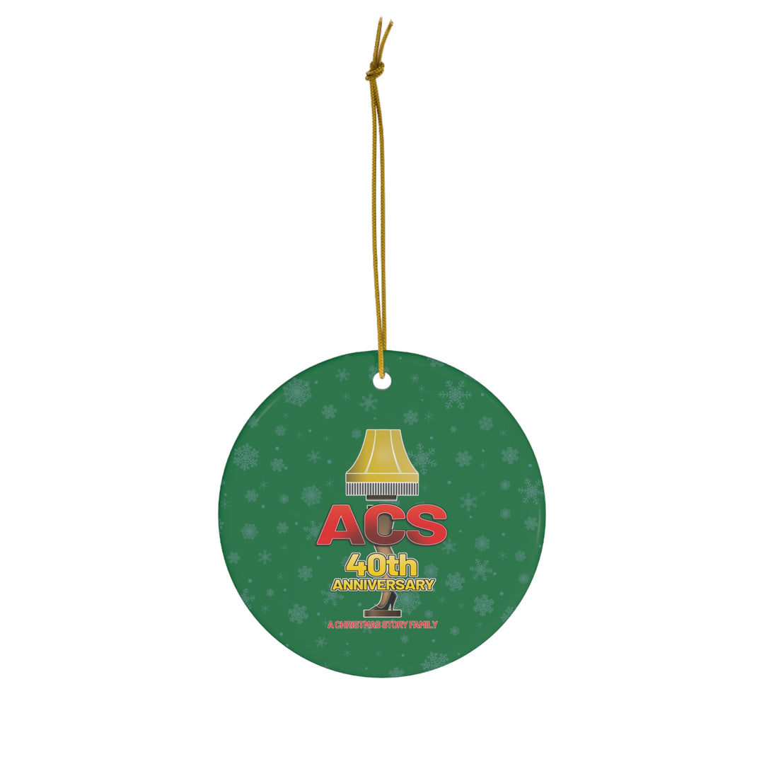 A Christmas Story "40th Anniversary Leg Lamp Logo" - Ceramic Round Christmas Ornament