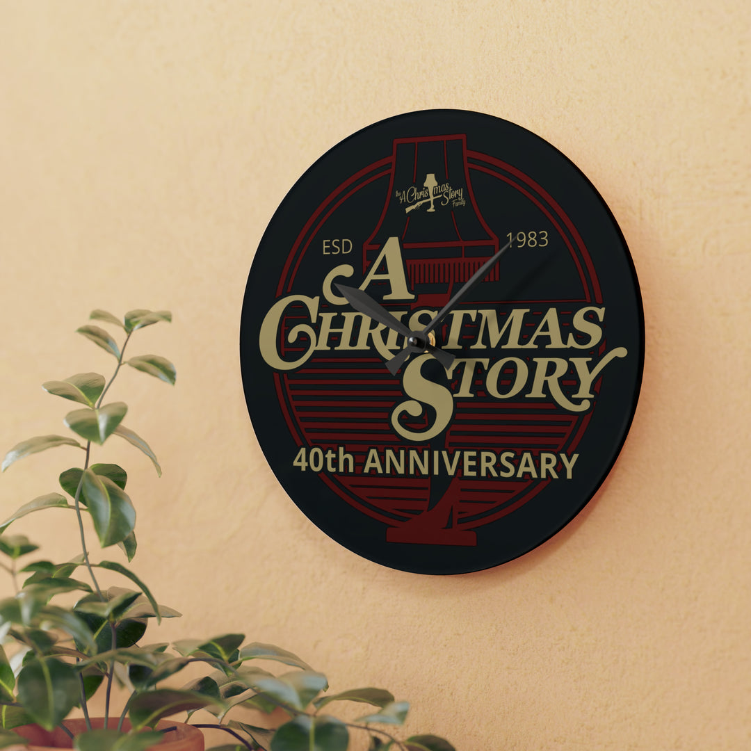 A Christmas Story "40th Anniversary Leg Lamp Background" Round Acrylic Wall Clock