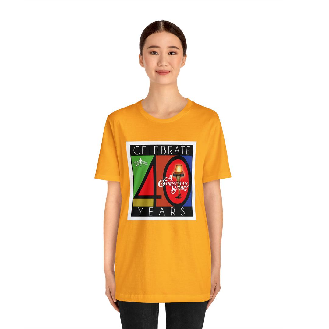 A Christmas Story "40th Anniversary Leg Lamp Stained Glass" Dual Seamed, Ribbed Cotton tee fits like a well-loved favorite