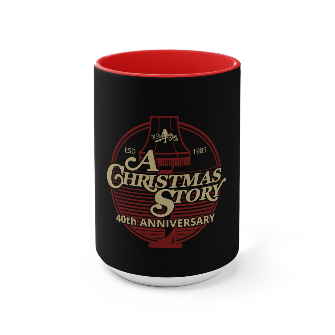 A Christmas Story "40th Anniversary Leg Lamp Background"  Two-Tone Mug Accent Mug