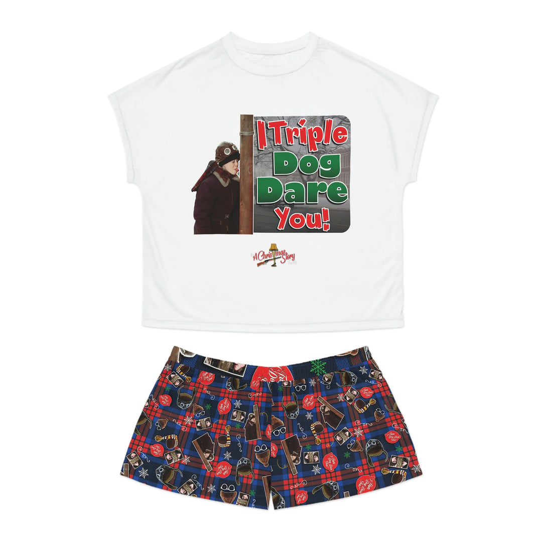 A Christmas Story "Triple Dog Dare!"  Women's Short Pajama Set (AOP)