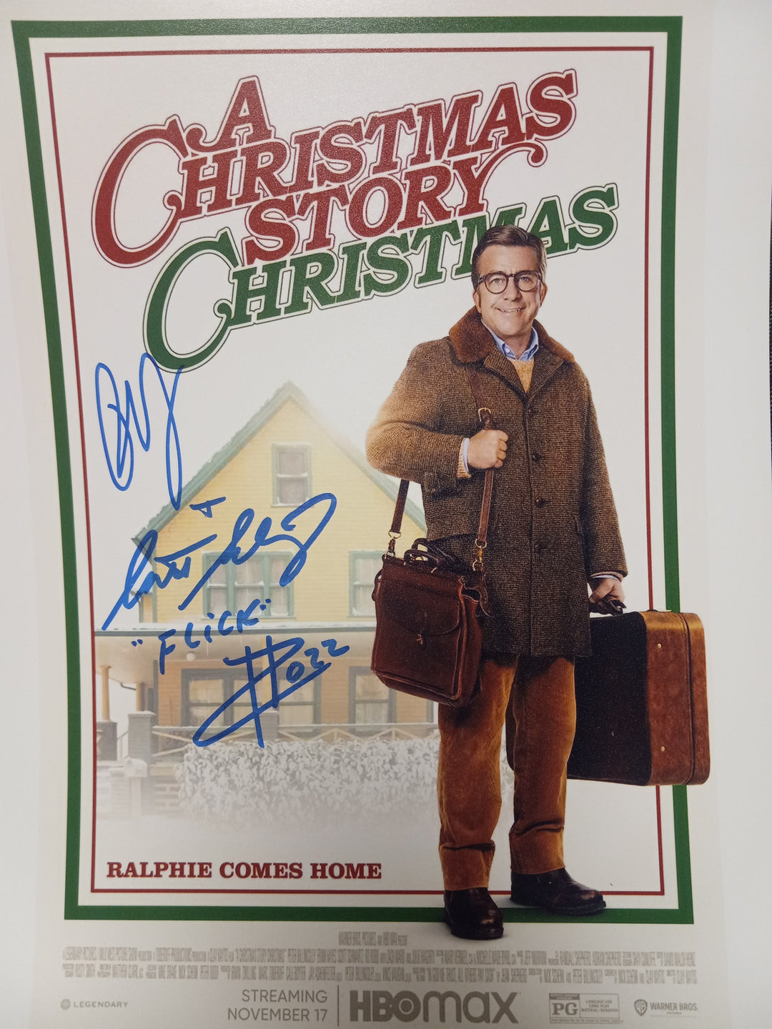 A Christmas Story Christmas | Flick & Ralphie Autographed Posters | Signed by Scott Schwartz and Peter Billingsley, Multiple Sizes