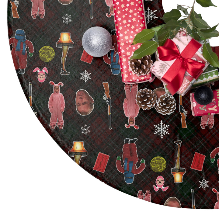 A Christmas Story Plaid Icons Christmas Tree Skirt  (Tree Skirts are made from soft and plush fleece material)