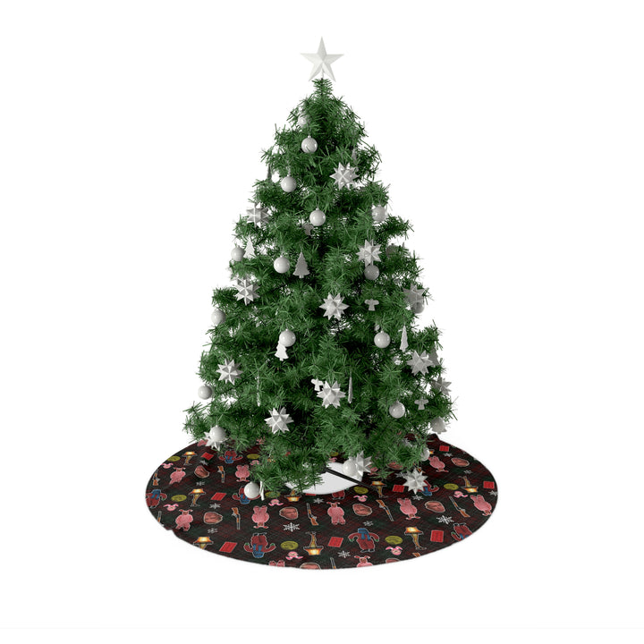 A Christmas Story Plaid Icons Christmas Tree Skirt  (Tree Skirts are made from soft and plush fleece material)