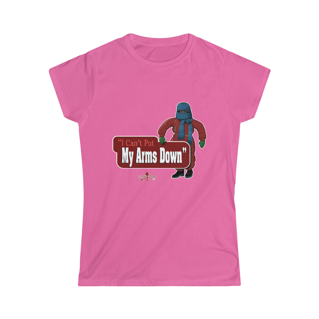 A Christmas Story (For A Limited Time) $20 t-shirt ACSF "I Can't Put My Arms Down!" Women's Short Sleeve Tee