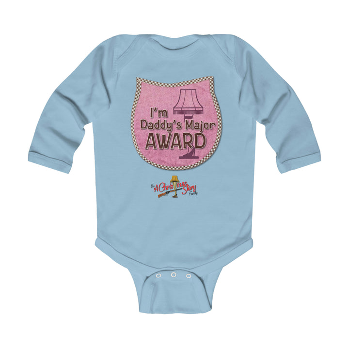 A Christmas Story "Daddy's Major Award - Pink Bib" Infant Long Sleeve Bodysuit