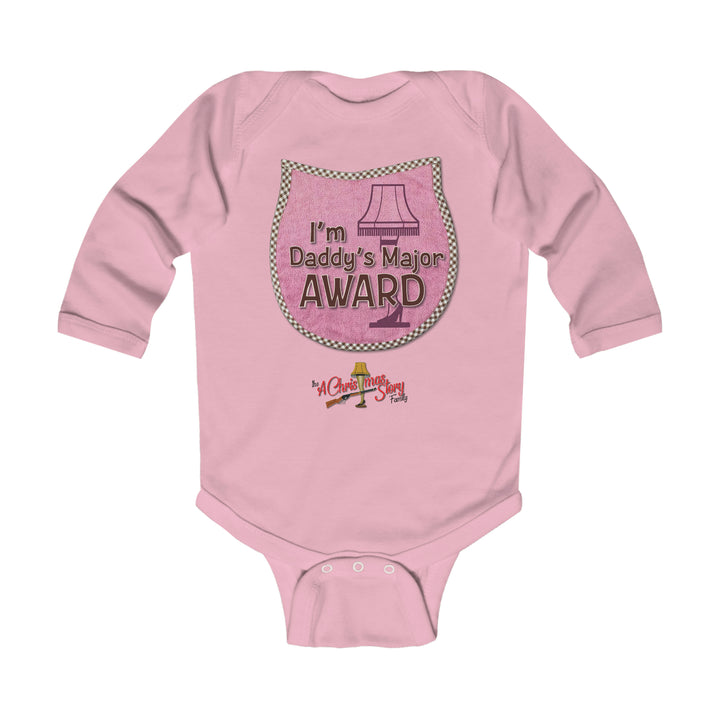 A Christmas Story "Daddy's Major Award - Pink Bib" Infant Long Sleeve Bodysuit
