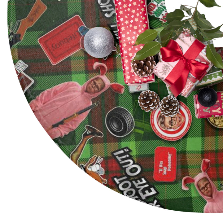 A Christmas Story Plaid Collage Christmas Tree Skirt  (Tree Skirts are made from soft and plush fleece material)