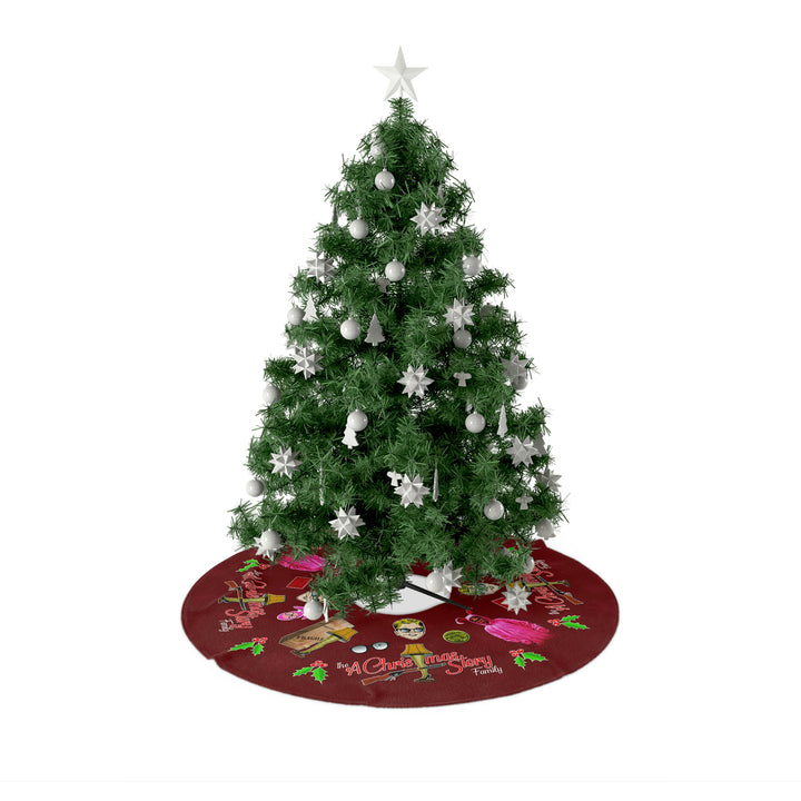 A Christmas Story Red Christmas Tree Skirt with Ralphie (Tree Skirts are made from soft and plush fleece material) - A Christmas Story Family