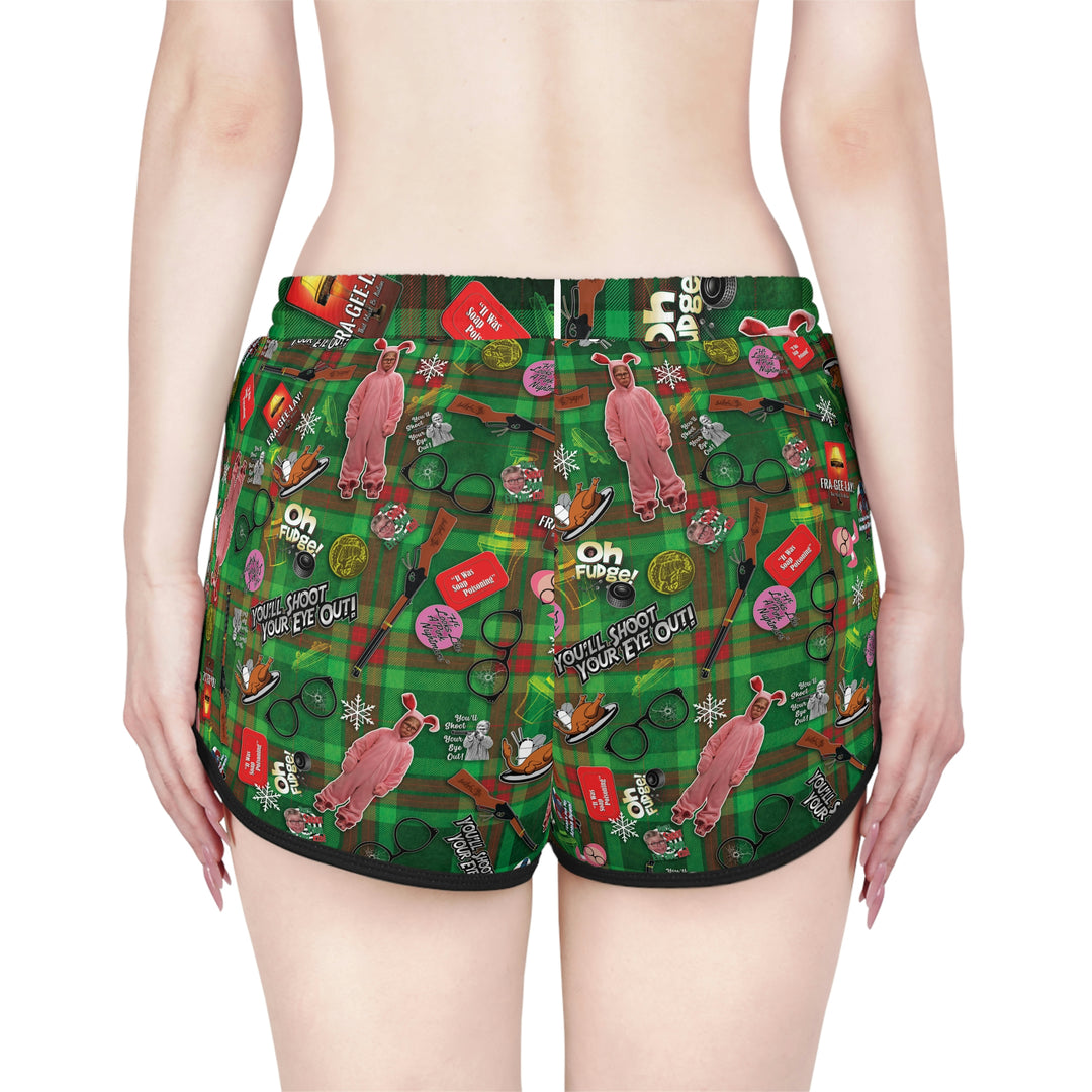 A Christmas Story Plaid Collage Women's Relaxed Shorts