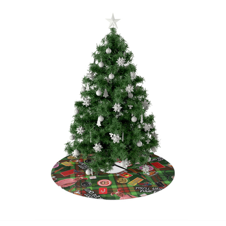 A Christmas Story Plaid Collage Christmas Tree Skirt  (Tree Skirts are made from soft and plush fleece material)