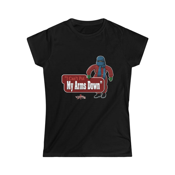 A Christmas Story (For A Limited Time) $20 t-shirt ACSF "I Can't Put My Arms Down!" Women's Short Sleeve Tee