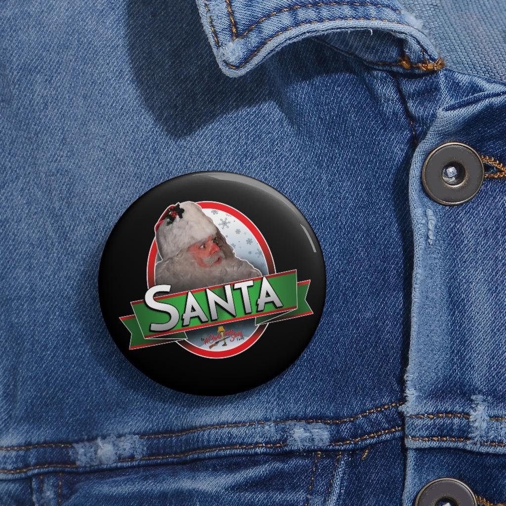 "Santa Ribbon Design" Pin Buttons